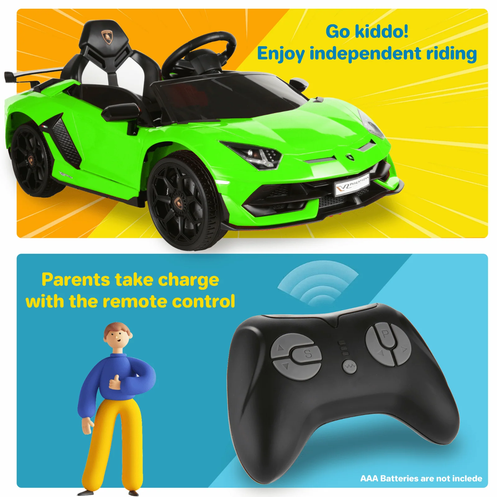 12V Lamborghini Ride-On Car for Kids with Remote Control, 3 Speeds, LED Lights, and USB - Image 24