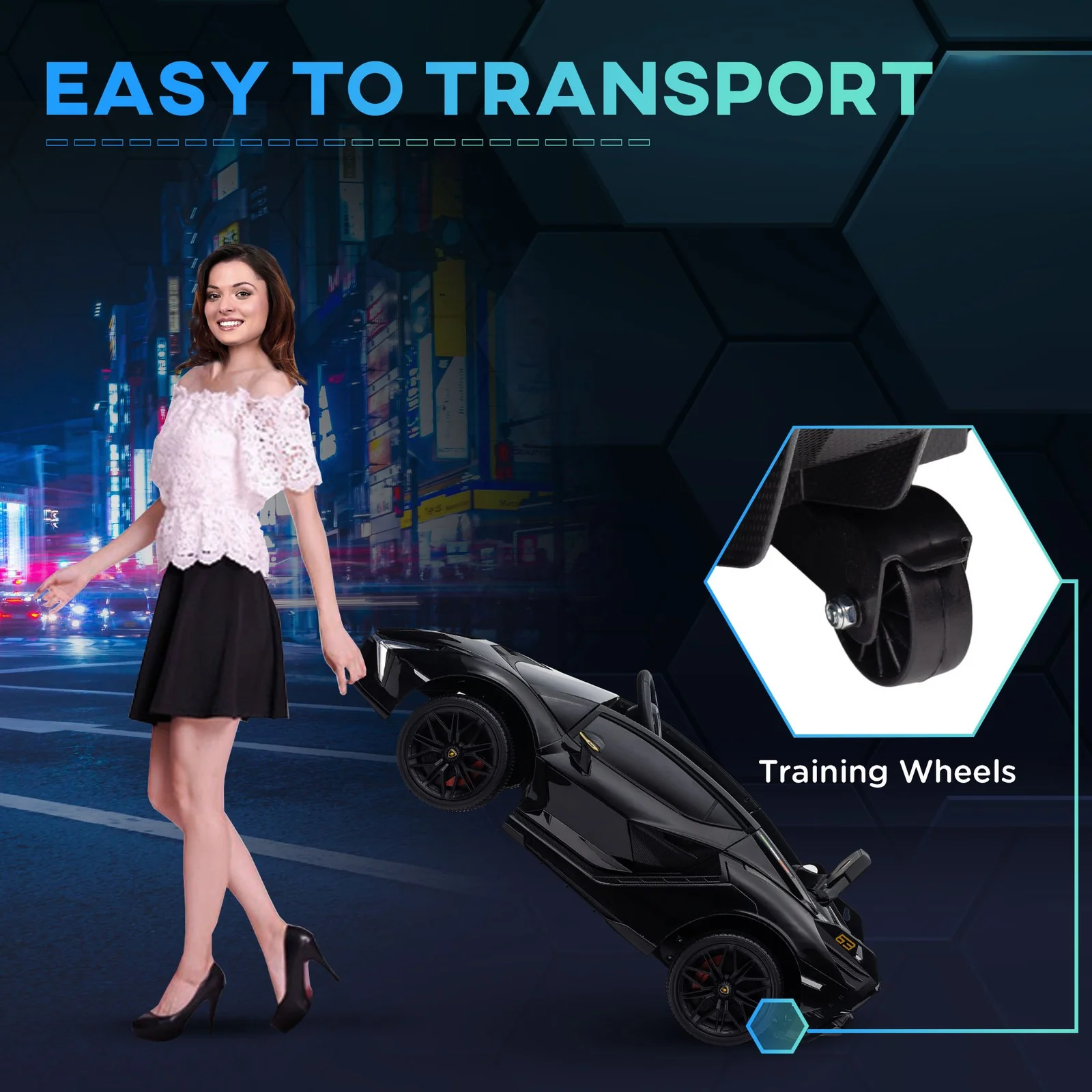 12V Licensed Lamborghini Sian Electric Ride-On Car for Kids in Black - Image 10