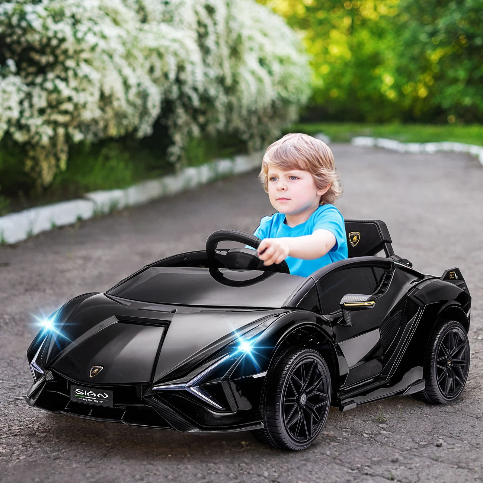 12V Licensed Lamborghini Sian Electric Ride-On Car for Kids in Black - Image 9