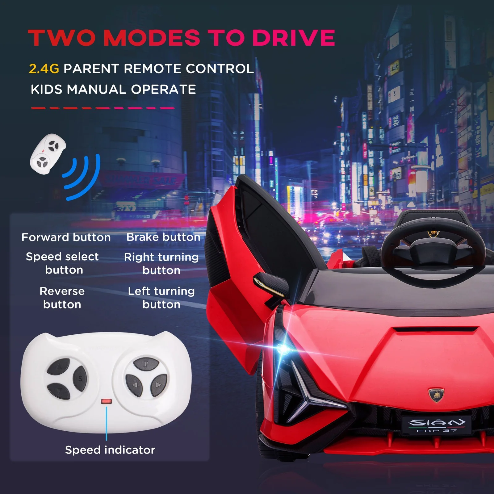 12V Licensed Lamborghini SIAN Electric Ride-On Car for Kids in Red - Image 7