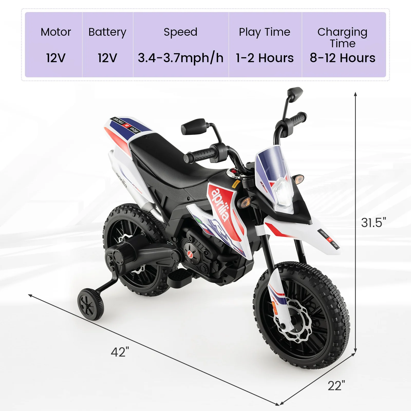 12V Licensed Kids Electric Ride-On Dirt Bike with Lights and Music - Image 2