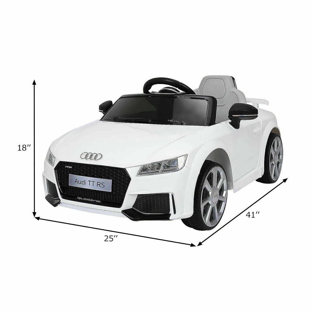12V Licensed Audi TT RS Electric Ride On Car with Remote Control for Kids - White - Image 2