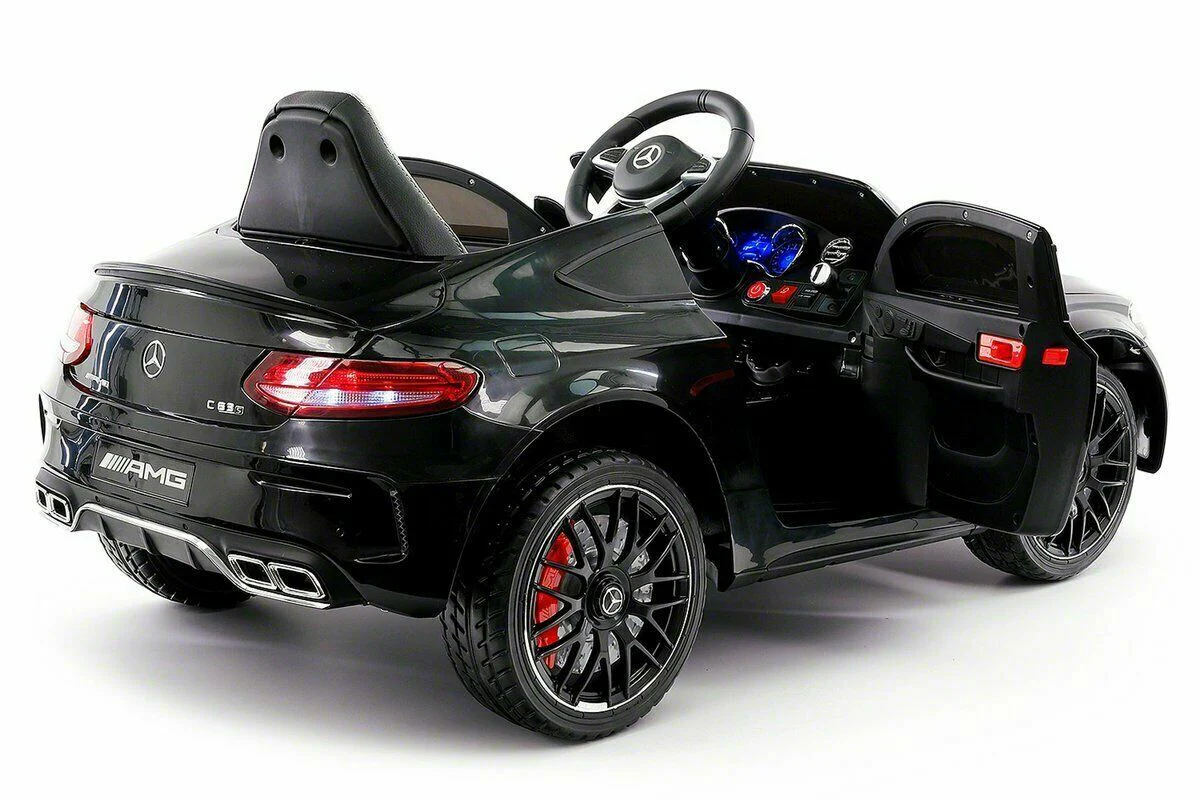 12V Licensed C63S Mercedes Kid's Ride-On Sports Car with Rubber Tires, Lights, and Remote Control - Image 4