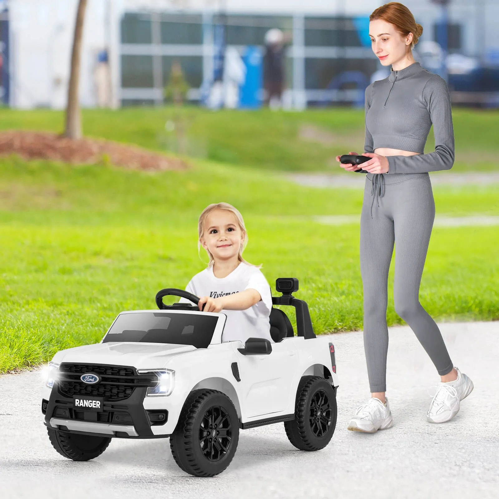12V Licensed Ford Ranger Kids Ride-On Car with Remote Control and Storage Basket - Image 3