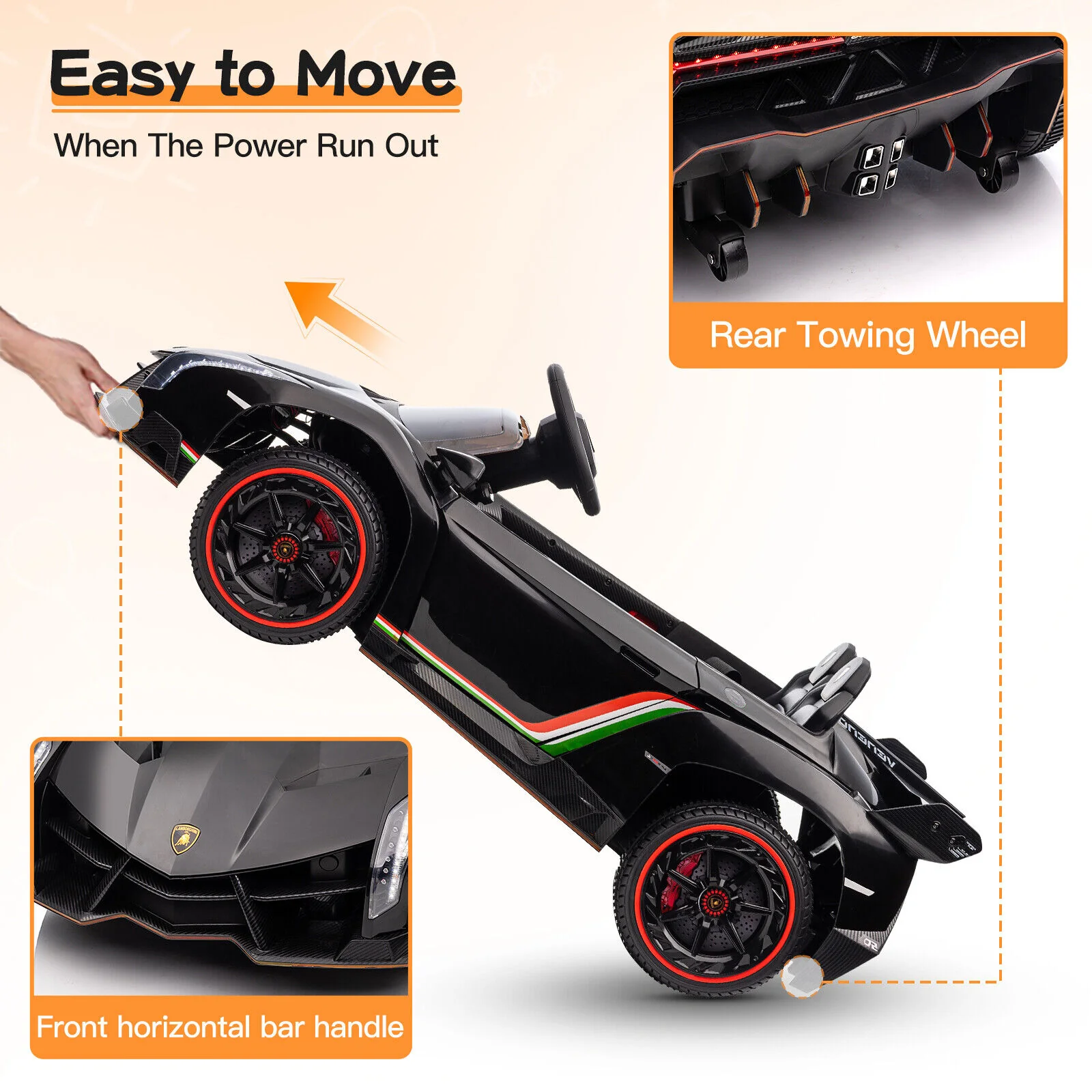 12V Licensed Lamborghini 2-Seater Electric Ride On Car for Kids with Remote Control - Image 4