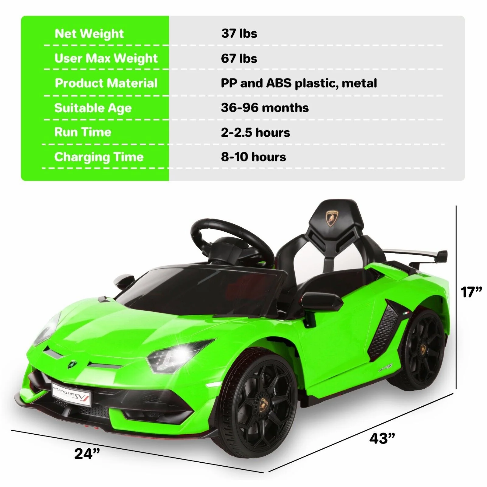 12V Licensed Lamborghini Aventador Electric Ride-On Car for Kids - Battery Powered Sports Vehicle - Image 22