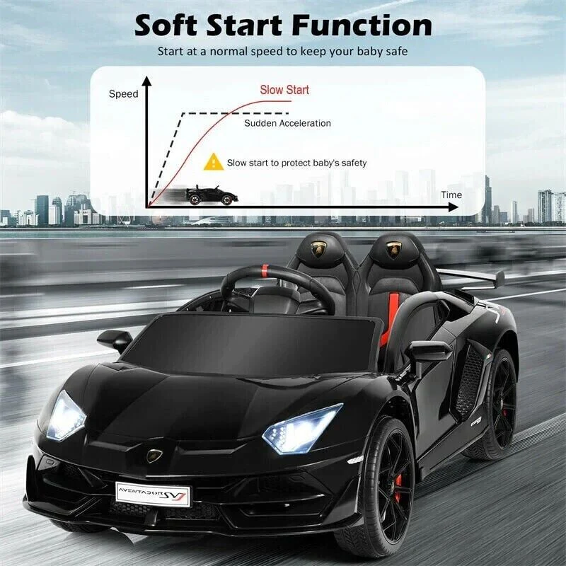 12V Licensed Lamborghini Aventador Electric Ride-On Car for Kids - Black - Image 3