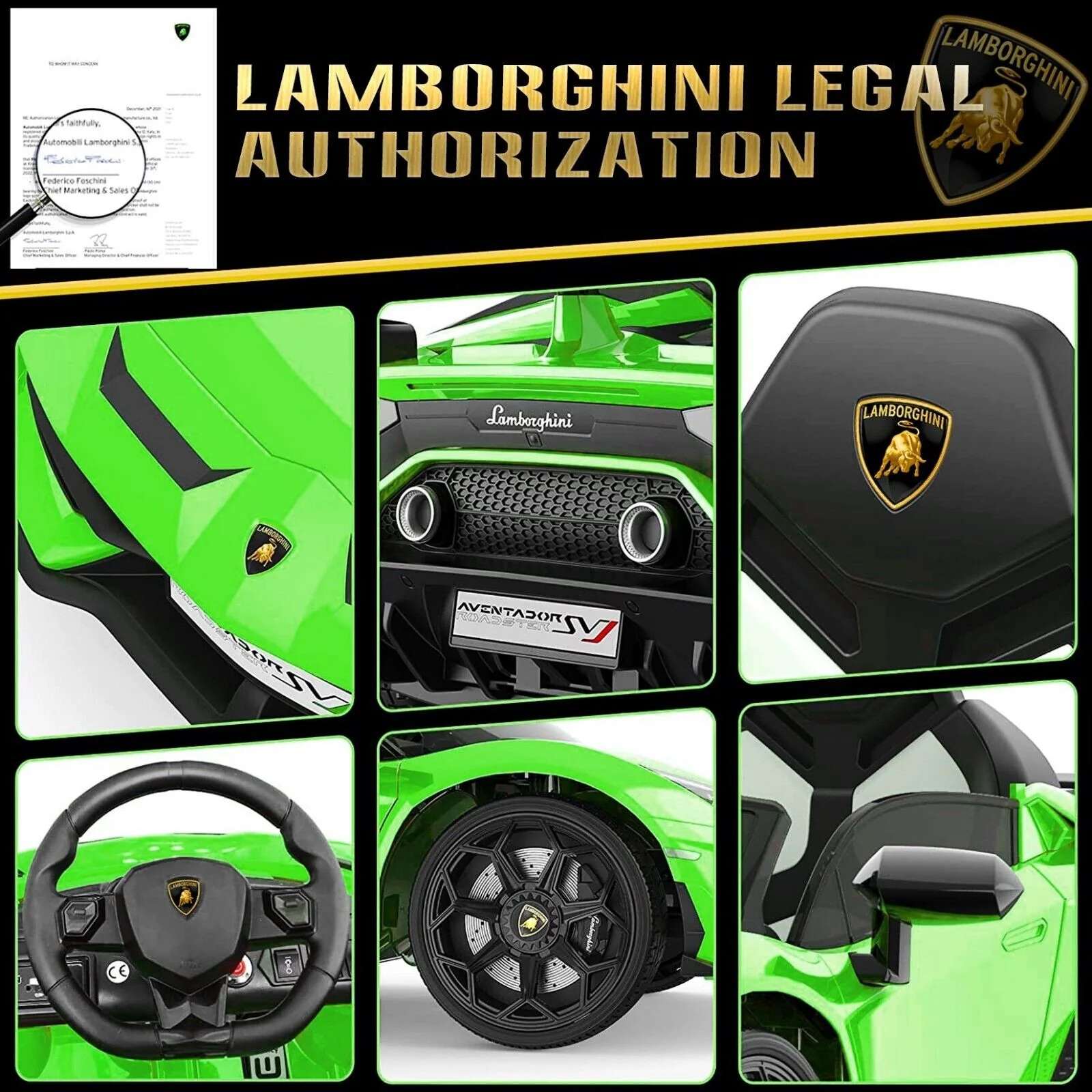 12V Licensed Lamborghini Aventador Electric Ride-On Sports Car for Kids - Image 10