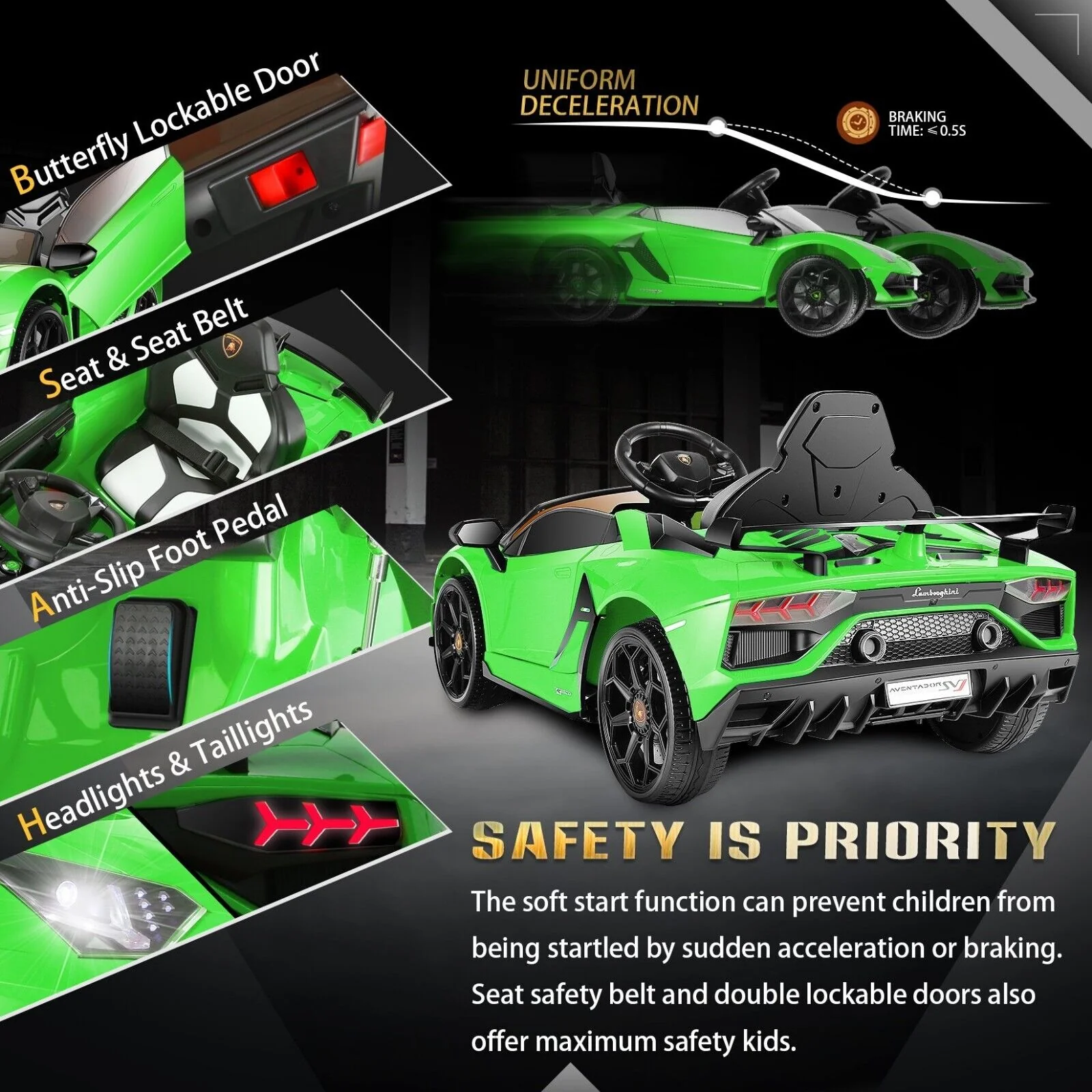 12V Licensed Lamborghini Aventador Electric Ride-On Sports Car for Kids - Image 6