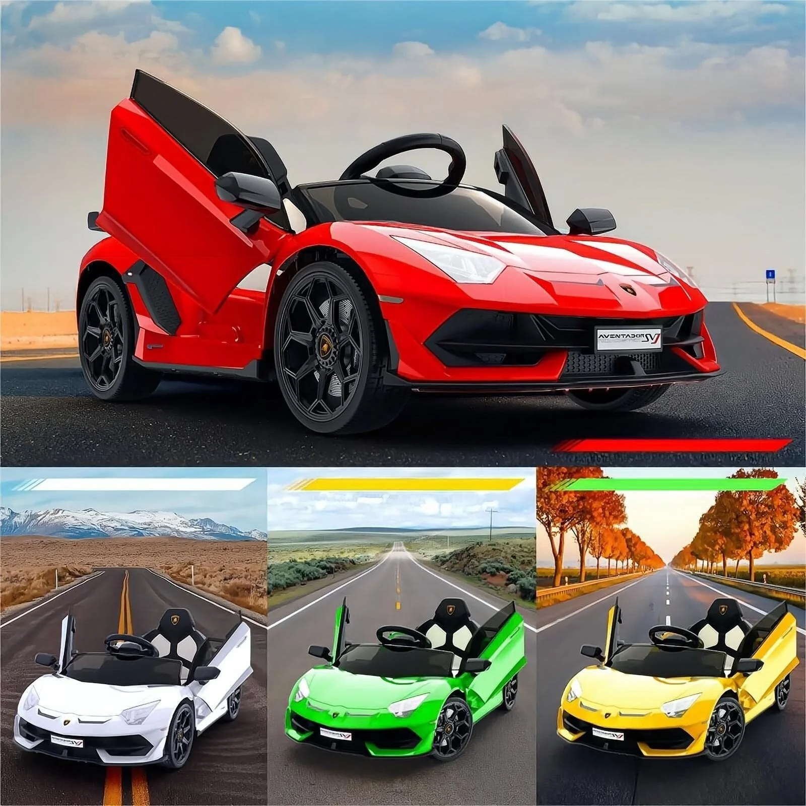 12V Licensed Lamborghini Electric Battery-Powered Ride-On Vehicle
