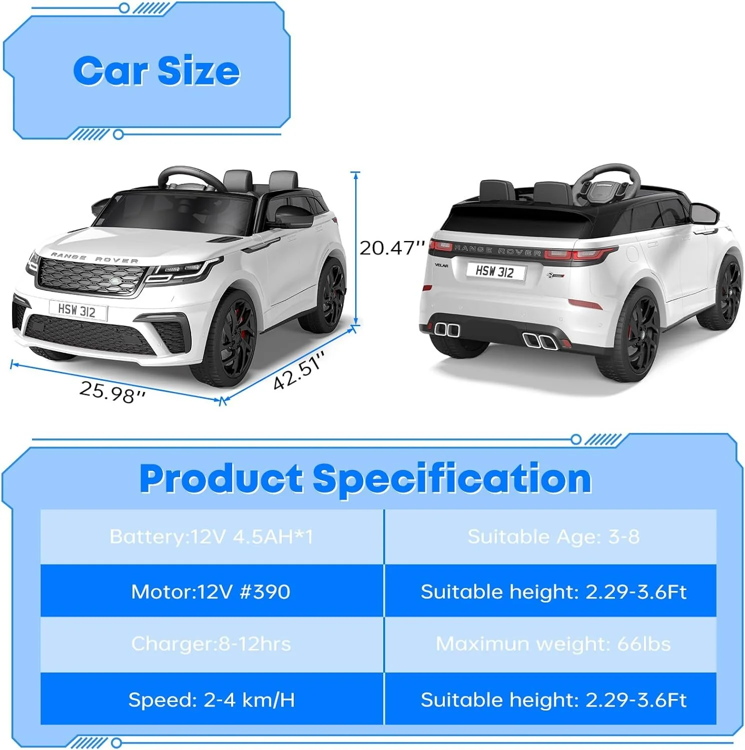 12V Licensed Land Rover Ride-On Electric Car for Kids with Parent Remote Control - Image 18