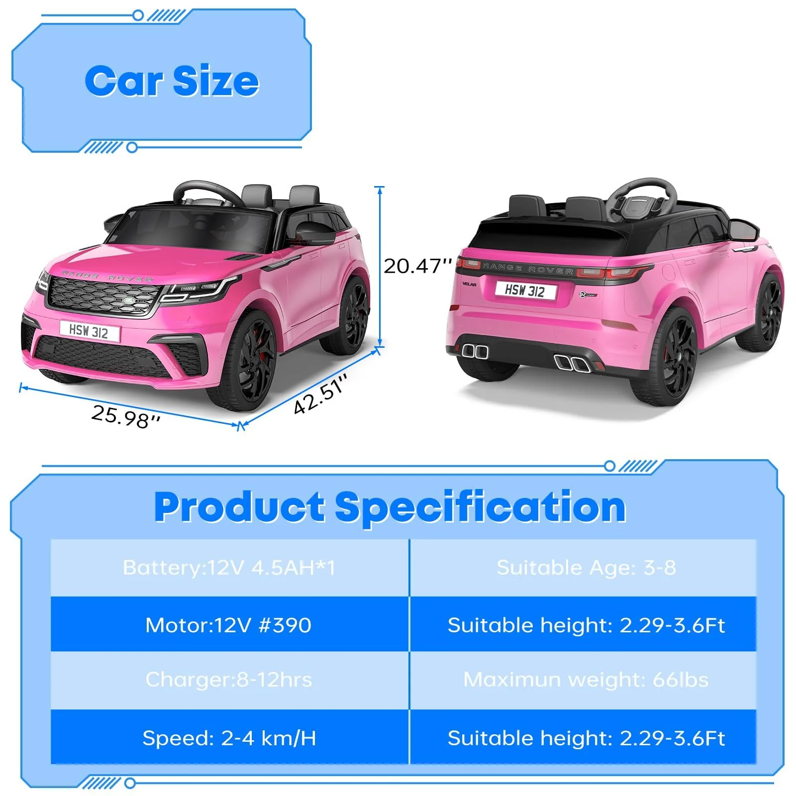12V Licensed Land Rover Electric Ride-On Car for Kids with Parent Remote Control - Image 6