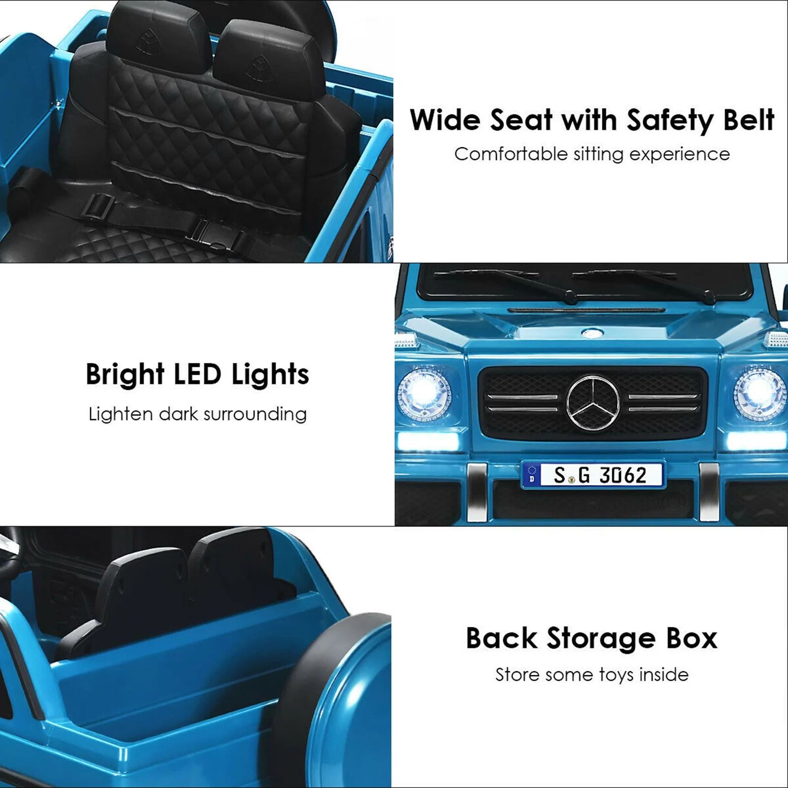 12V Licensed Kids Ride-On Mercedes-Benz RC Motorized Car with Trunk Navy - Image 10