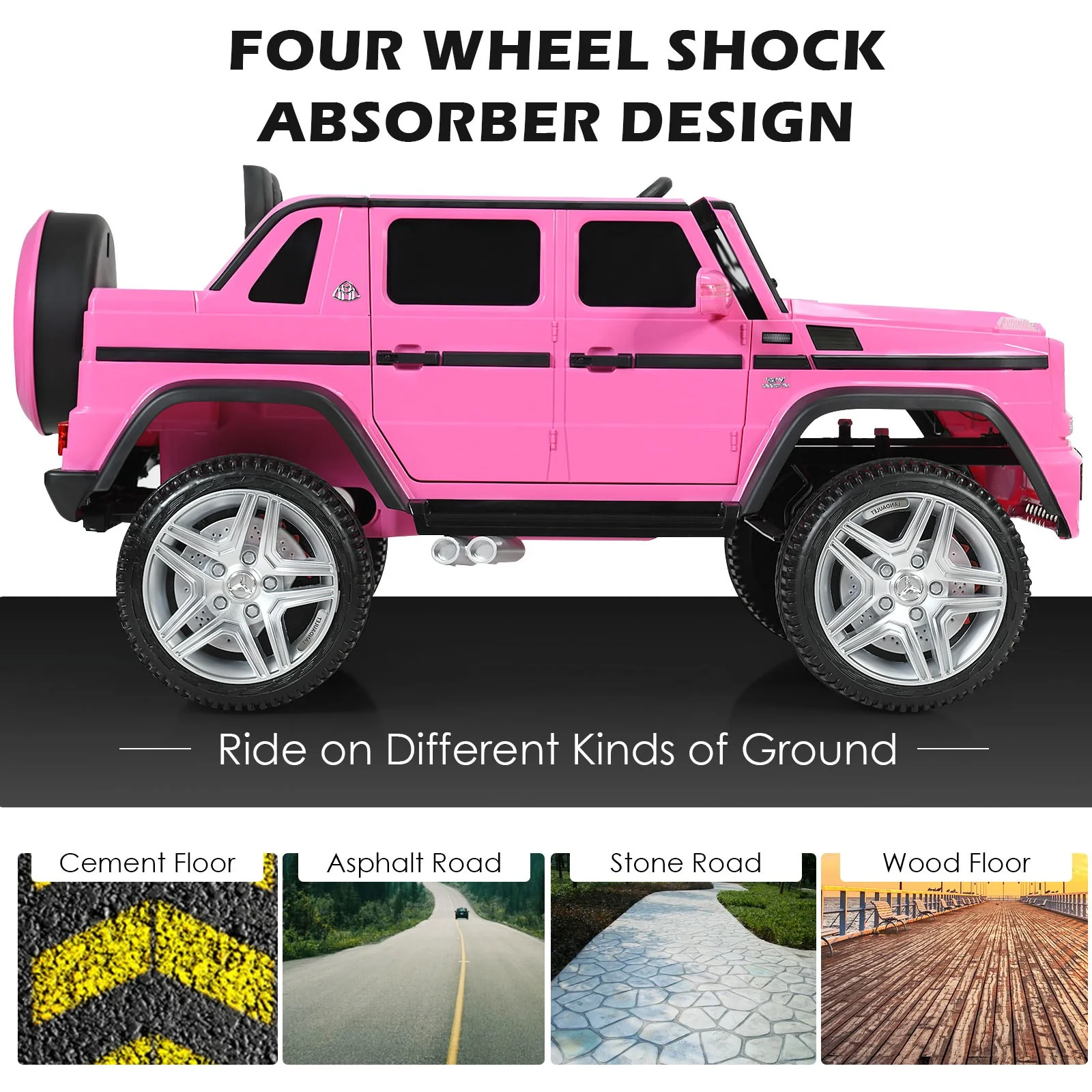 12V Licensed Mercedes-Benz Kids Motorized Ride-On RC Car with Trunk Pink - Image 5