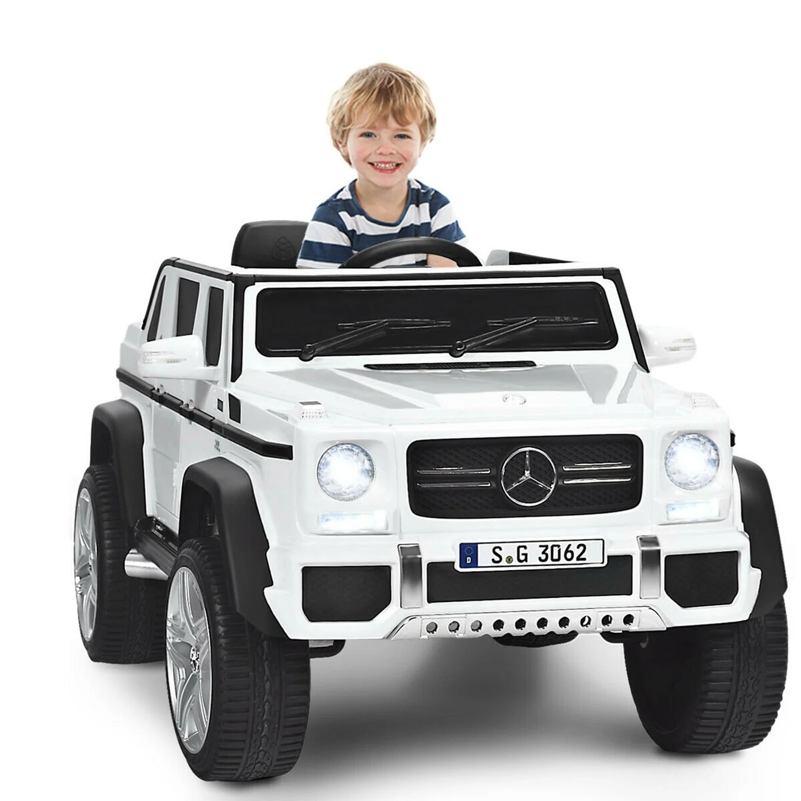 12V Licensed Kids Ride-On Mercedes-Benz RC Motorized Car with Trunk and Music