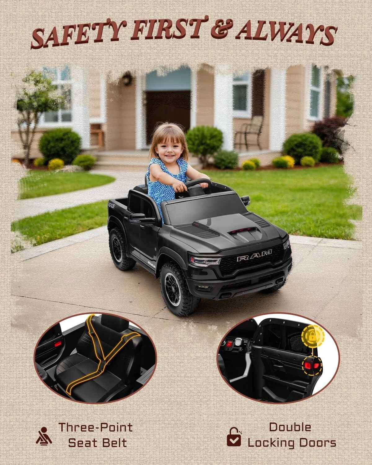 12V Licensed Ram 1500 Ride-On Pickup Truck Toy for Kids and Toddlers - Image 2