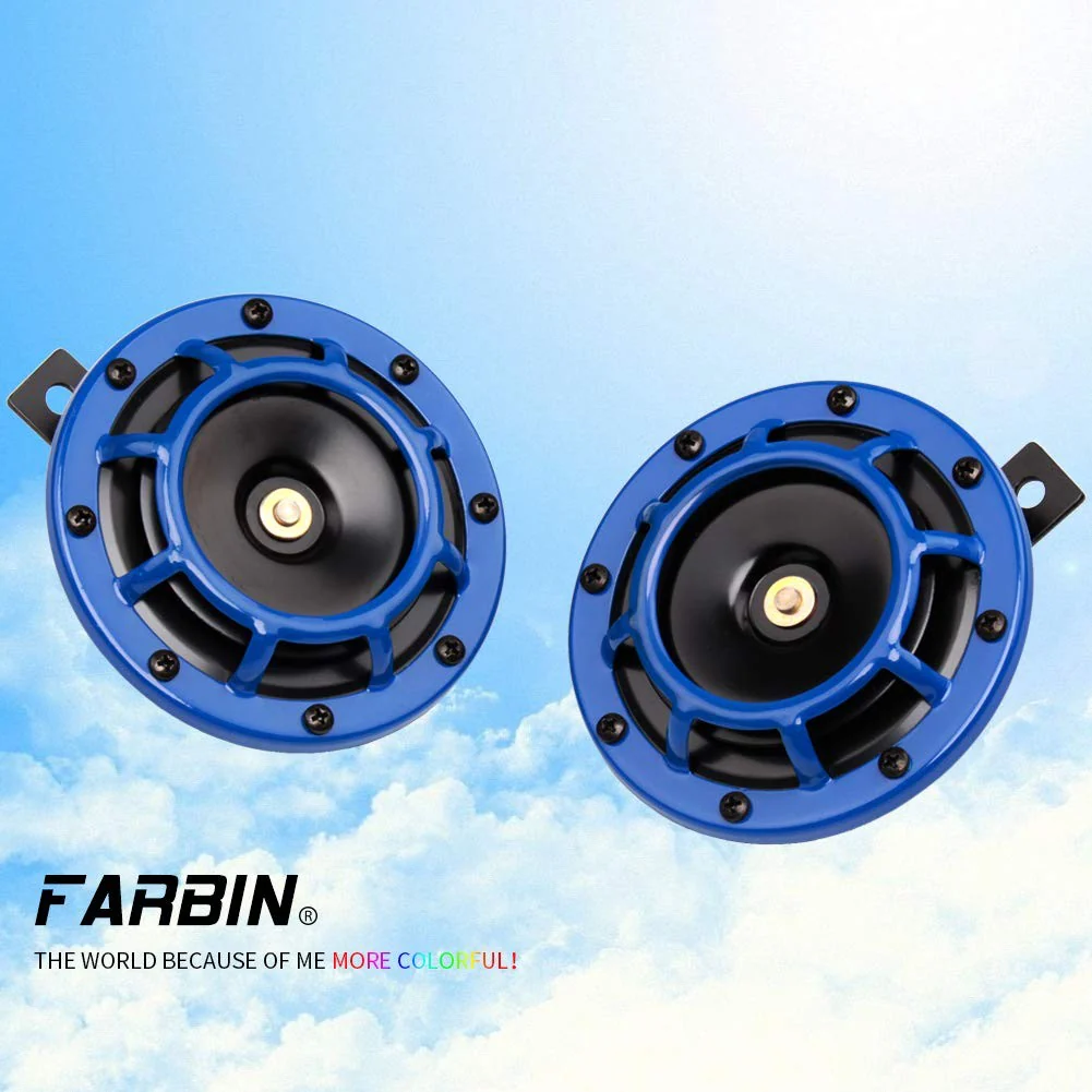 12V Loud Blue Twin Electric Car Horn Kit with High and Low Tone - Image 2