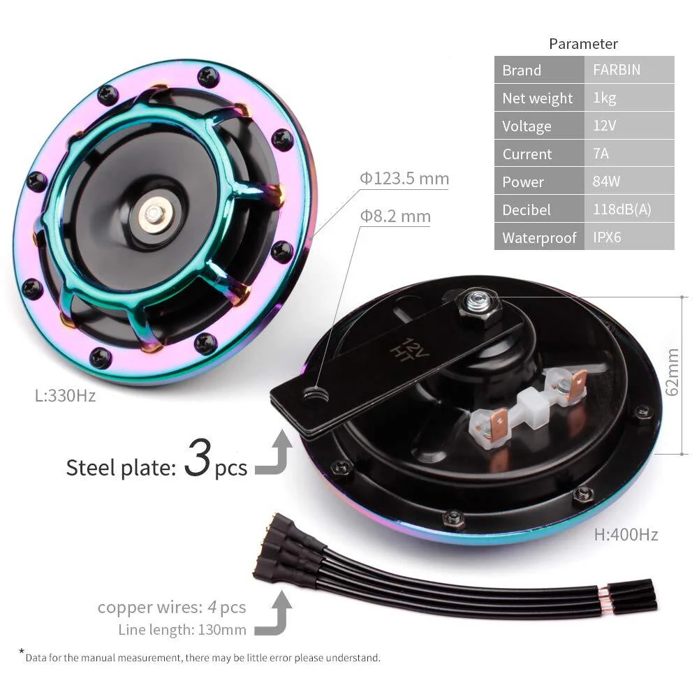 12V Loud Twin Metal Car Horn Kit with High and Low Tone Relay and Wire Harness - Image 5