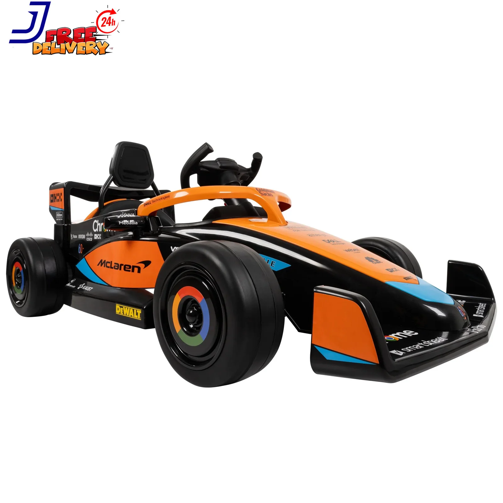 12V Kids Battery-Powered Ride-On McLaren F1 Race Car with Remote Control Toy - Image 2
