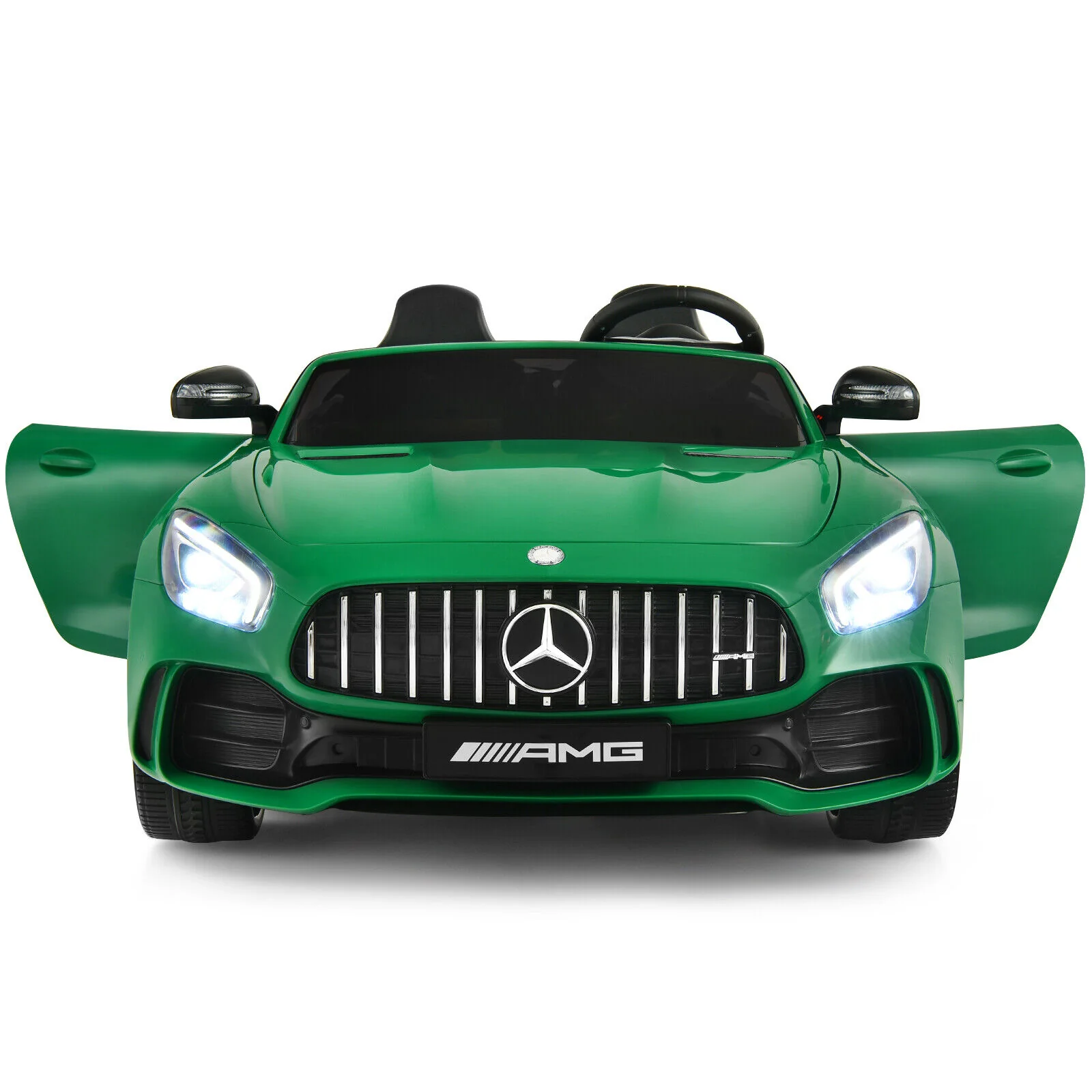 12V Mercedes Benz AMG GTR Kids Ride On Car with Remote Control and LED Lights in Green - Image 11