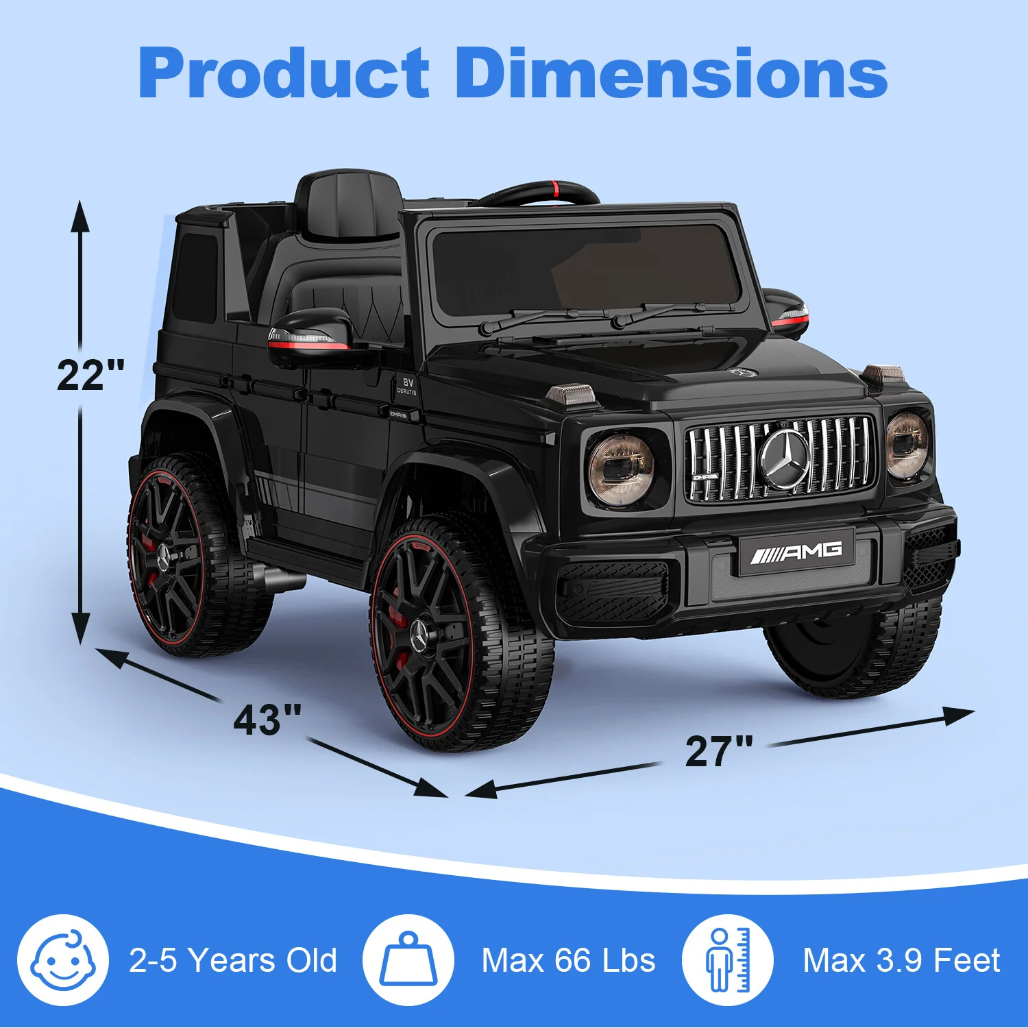 12V G63 Ride-On Wagon Toy with Remote Control, LED Lights, and Music - Image 8