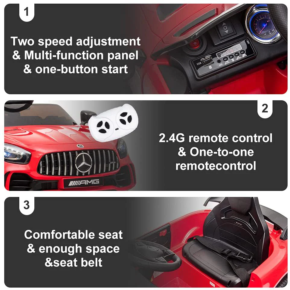 12V Mercedes Benz Kids Ride On Car with Remote Control - Red - Image 5