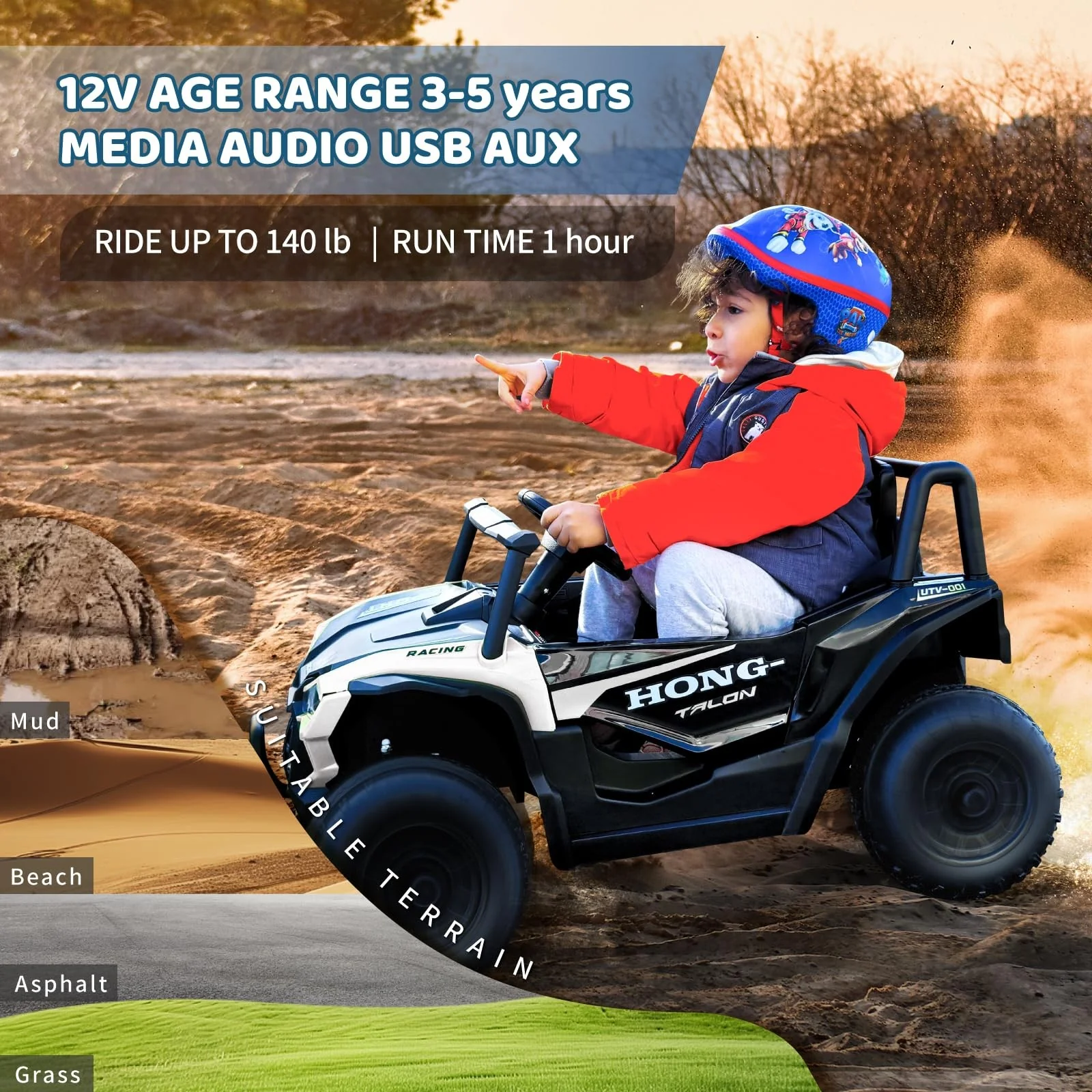 12V Remote Control Ride-On Car for Kids with Lights, Music, and Horn - Image 5