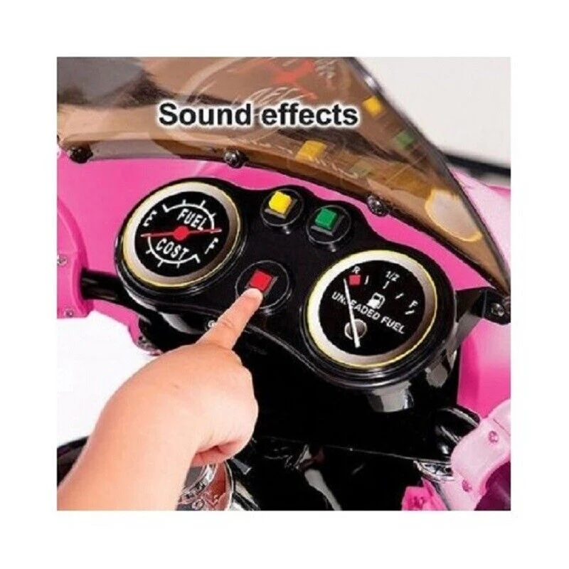 12V Pink Electric Police Motorcycle Toy for Kids - Battery Powered Ride-On Bike - Image 4