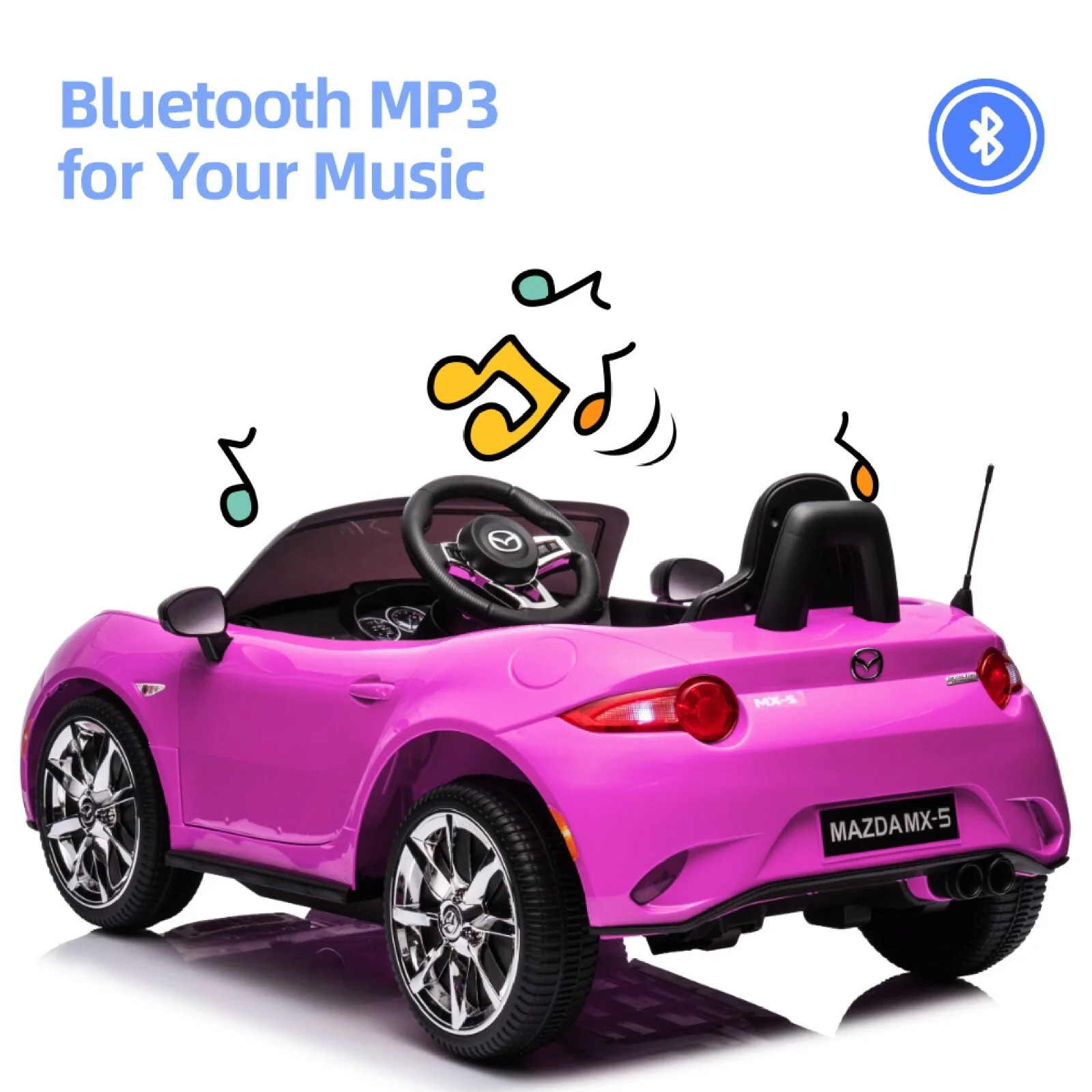 12V Pink Electric Ride-On Car with Remote Control, MP3 Player, and LED Lights - Image 3