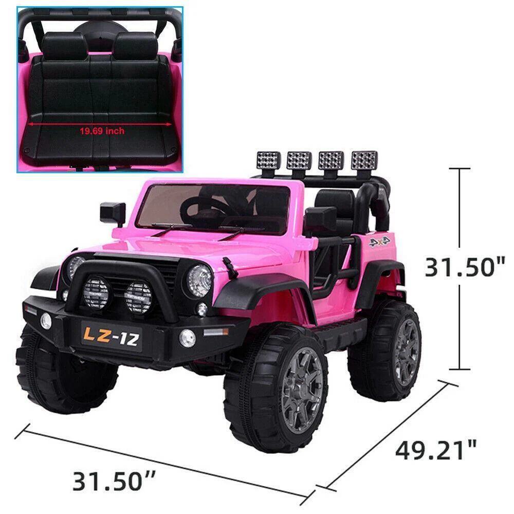 12V Pink Ride On Car for Kids with Music, Remote Control, and Wheels - Perfect Xmas Gift - Image 3