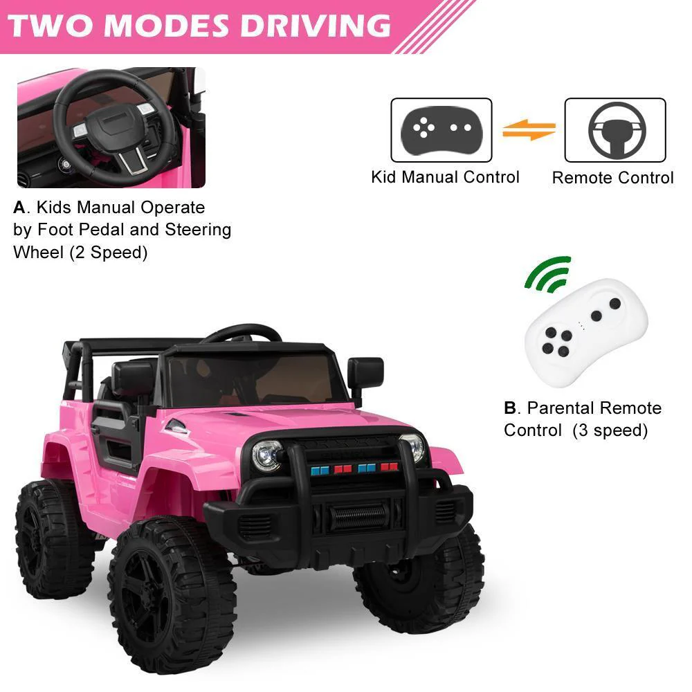 12V Pink Ride-On Truck for Kids with Parent Remote Control - Image 9