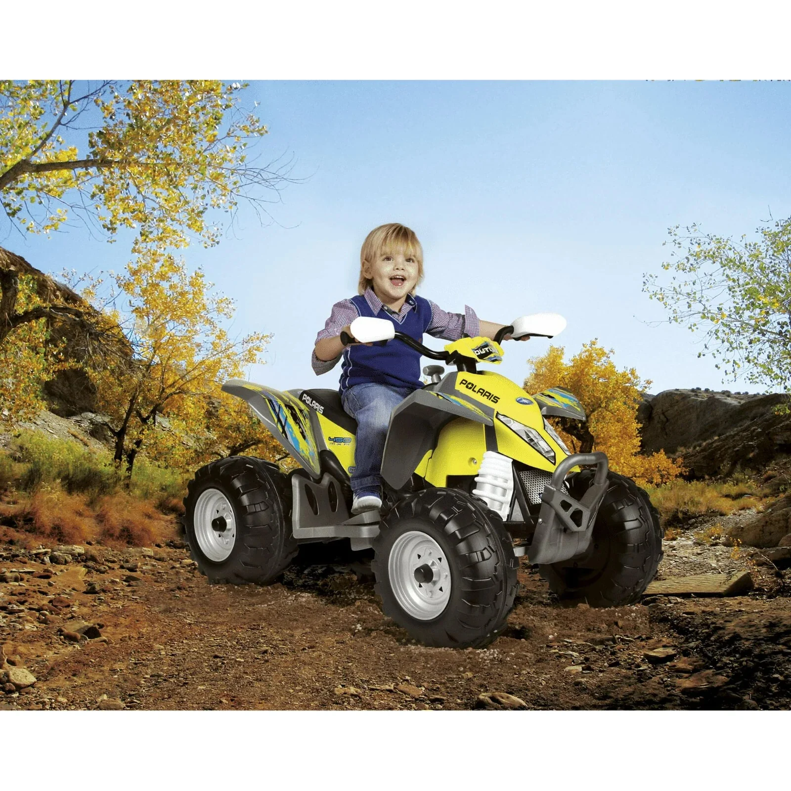 12V Battery-Powered Polaris Outlaw MXR 450 Ride-On ATV for Ages 3+ in Yellow - Image 6