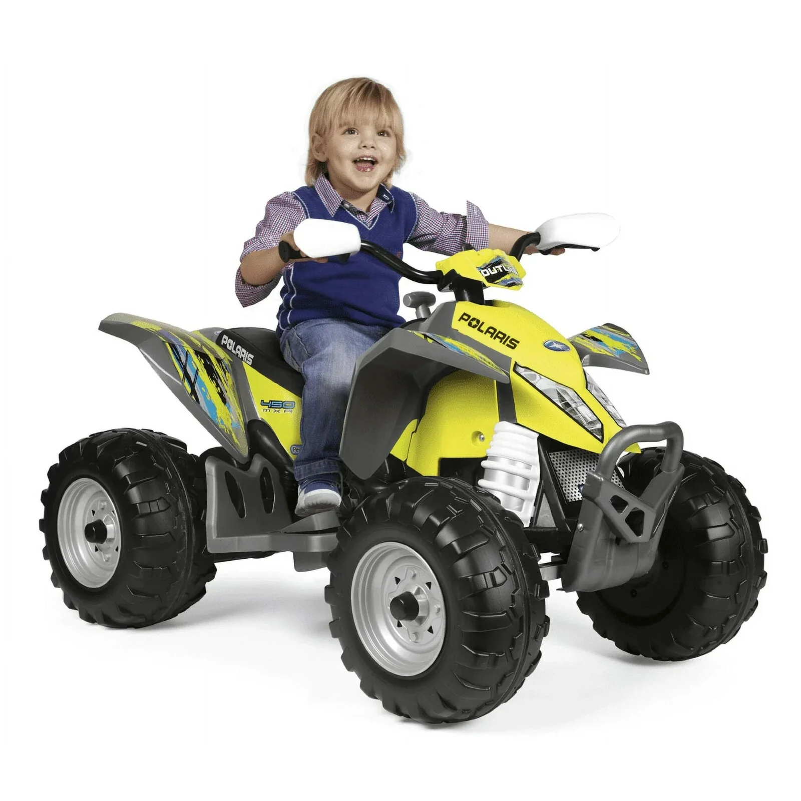12V Battery-Powered Polaris Outlaw MXR 450 Ride-On ATV for Ages 3+ in Yellow - Image 8
