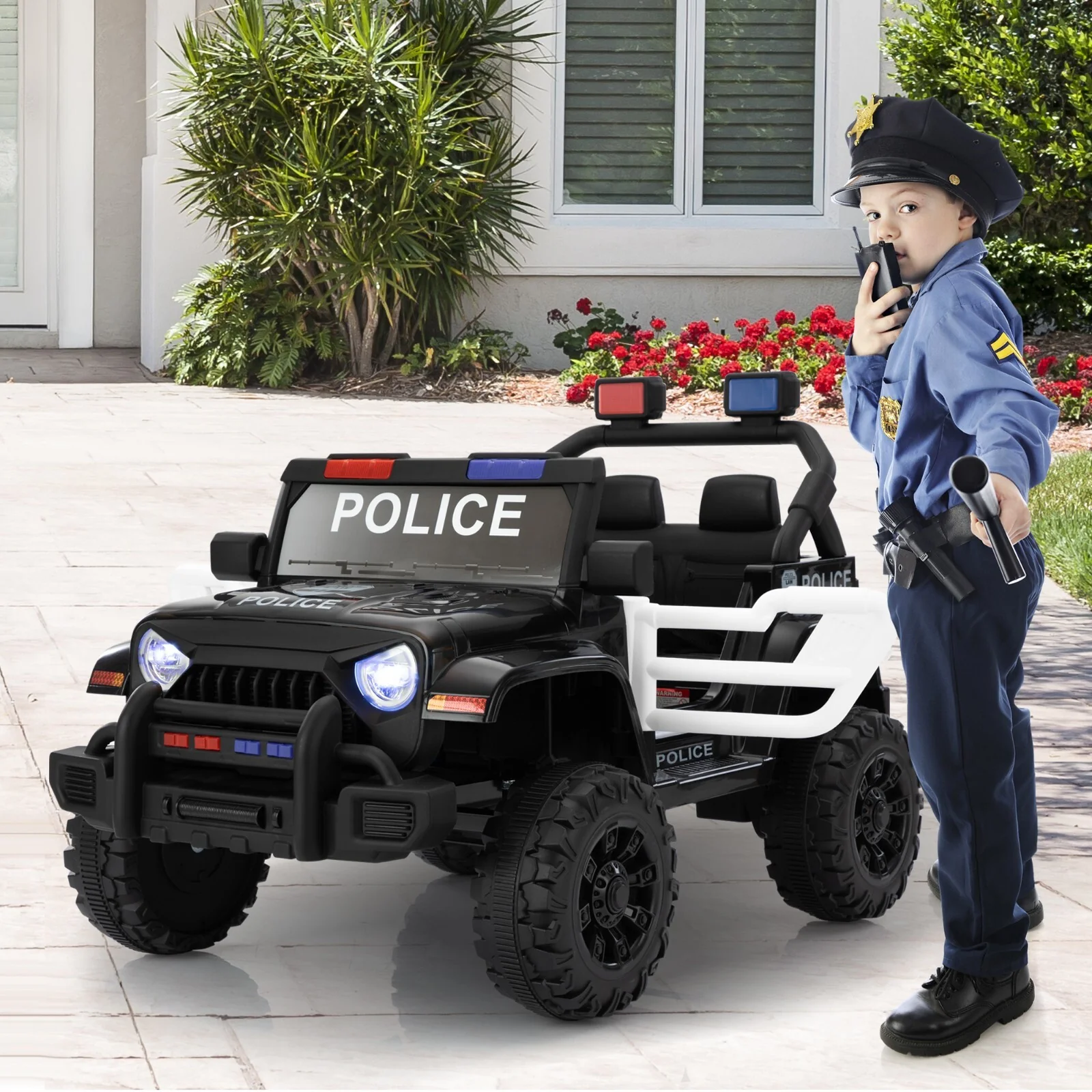12V Battery-Powered Police Jeep Ride-On Car with 2.4G Remote Control - Image 8