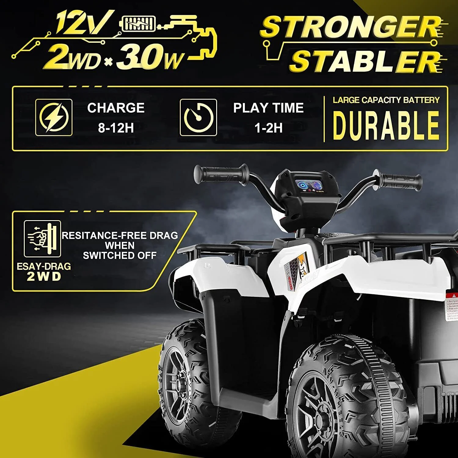 12V Quad ATV Electric Ride-On Car for Kids 3-7 Years Old - 2 Speeds - Image 23