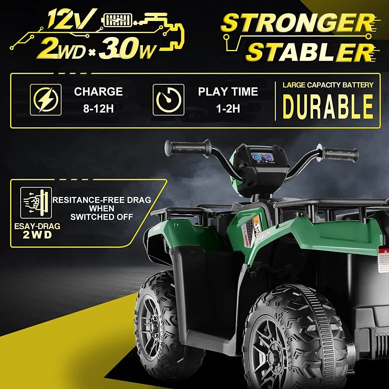 12V Quad ATV Electric Ride-On Car for Kids 3-7 Years Old - 2 Speeds - Image 54