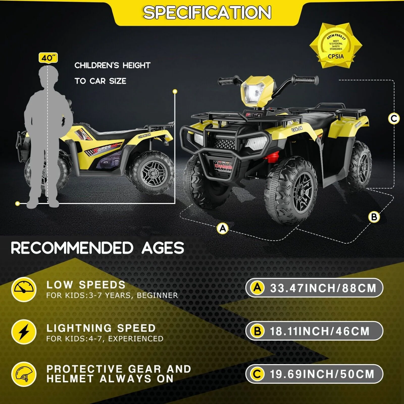 12V Quad for Kids with LED Lights and Dual Speed Options - Image 15