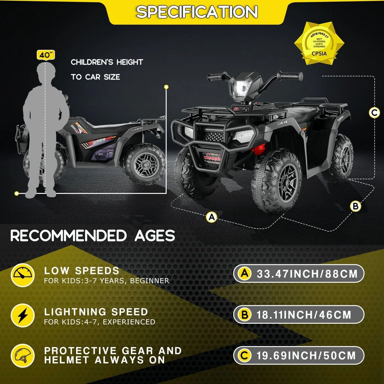 12V Quad for Kids with LED Lights and Dual Speed Options - Image 55