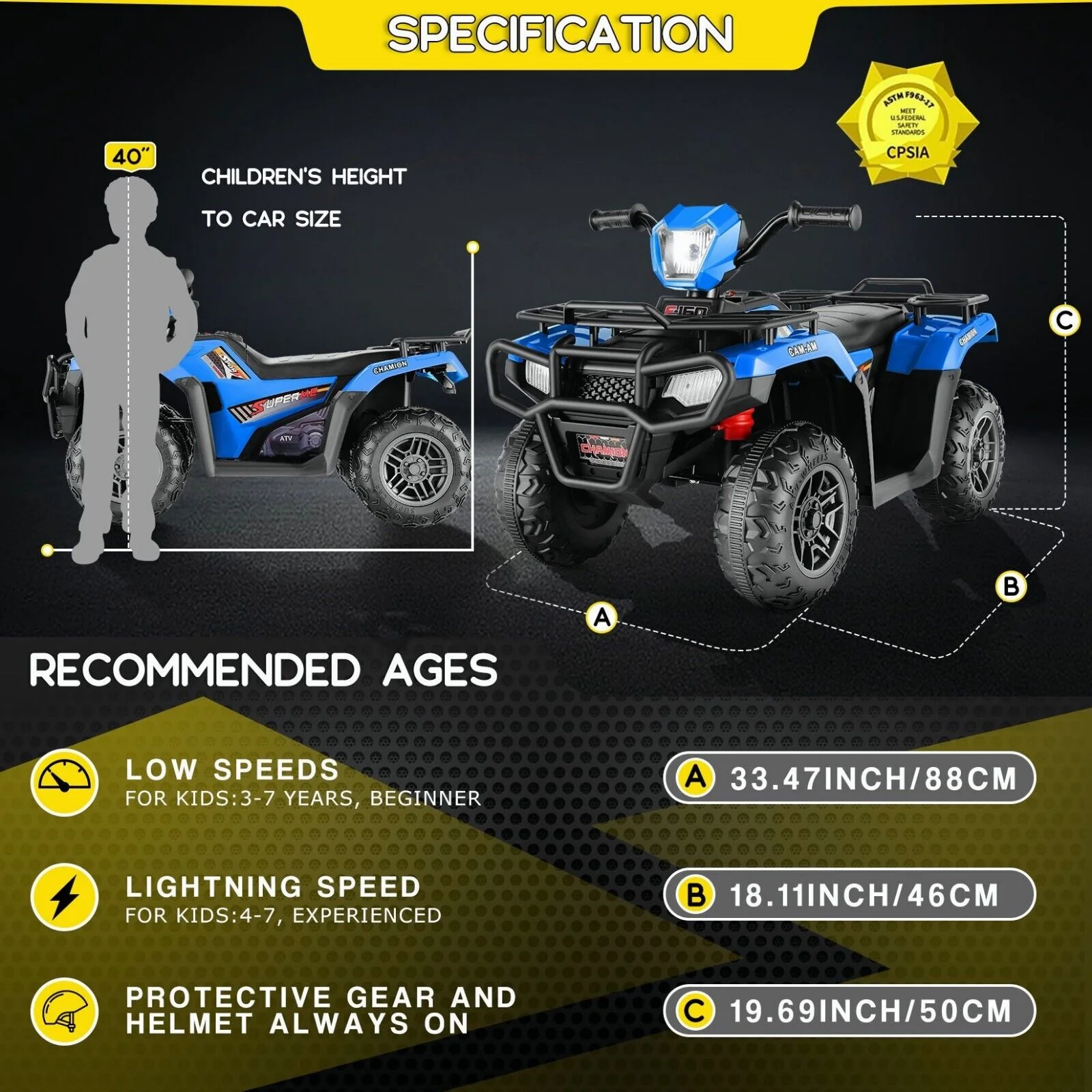 12V Quad for Kids with LED Lights and Dual Speed Options - Image 65