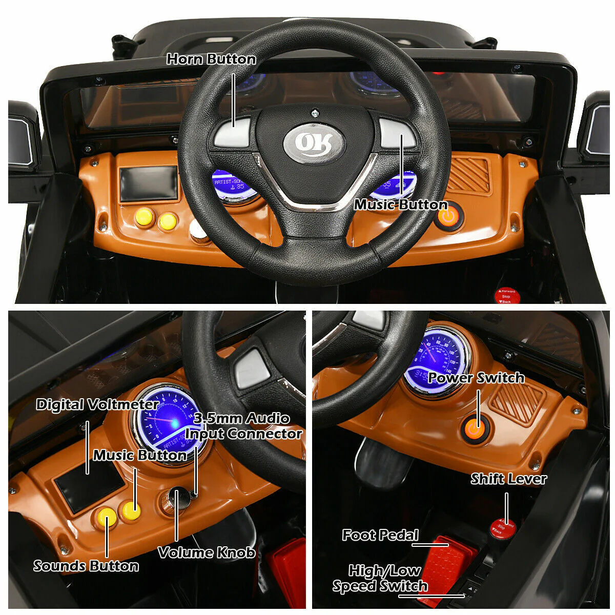 12V RC Remote Control Black Truck Car for Kids - Image 7