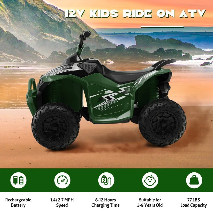 12V Rechargeable Battery Kids Ride-On ATV with Adjustable Speed and Comfortable Seat - Image 6