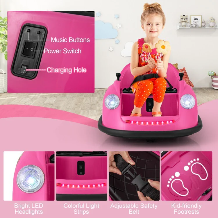 12V Rechargeable Battery Kids Electric Ride-On Bumper Car Toy with Remote Control - Image 10
