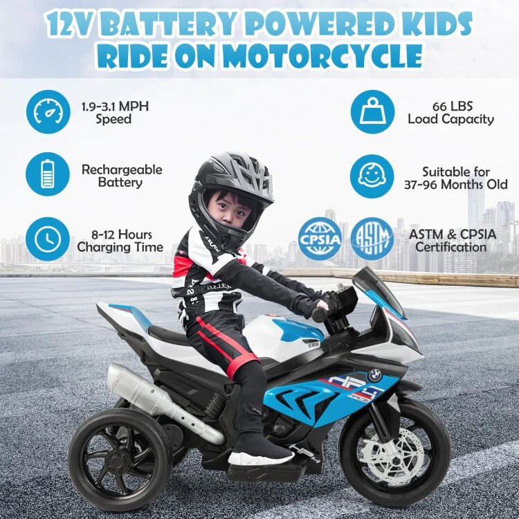 12V Rechargeable Battery Powered Kids Ride-On Motorcycle Toy with Foot Pedal - Image 6
