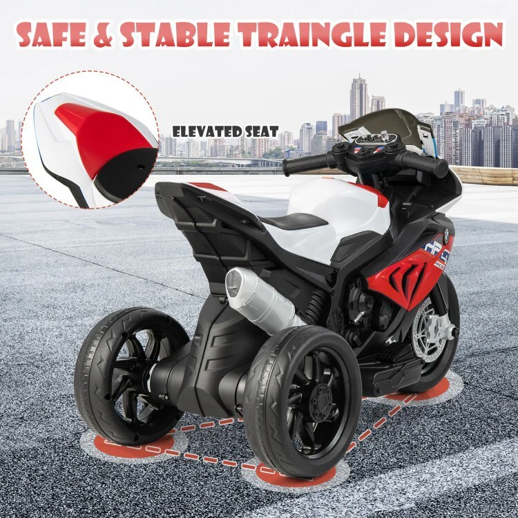 12V Rechargeable Battery Ride-On Motorcycle Toy for Kids with Headlights and Music - Image 6