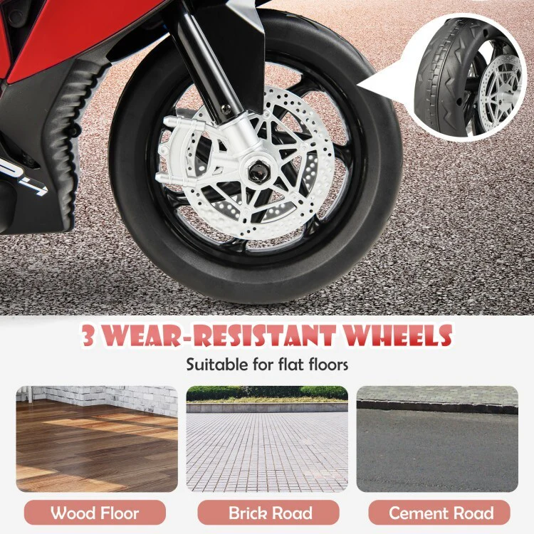 12V Rechargeable Battery Ride-On Motorcycle Toy for Kids with Headlights and Music - Image 9