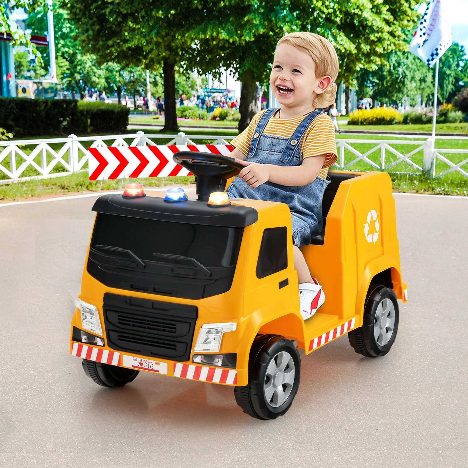 12V Electric Ride-On Recycling Garbage Truck Toy with Remote Control and Accessories - Image 4