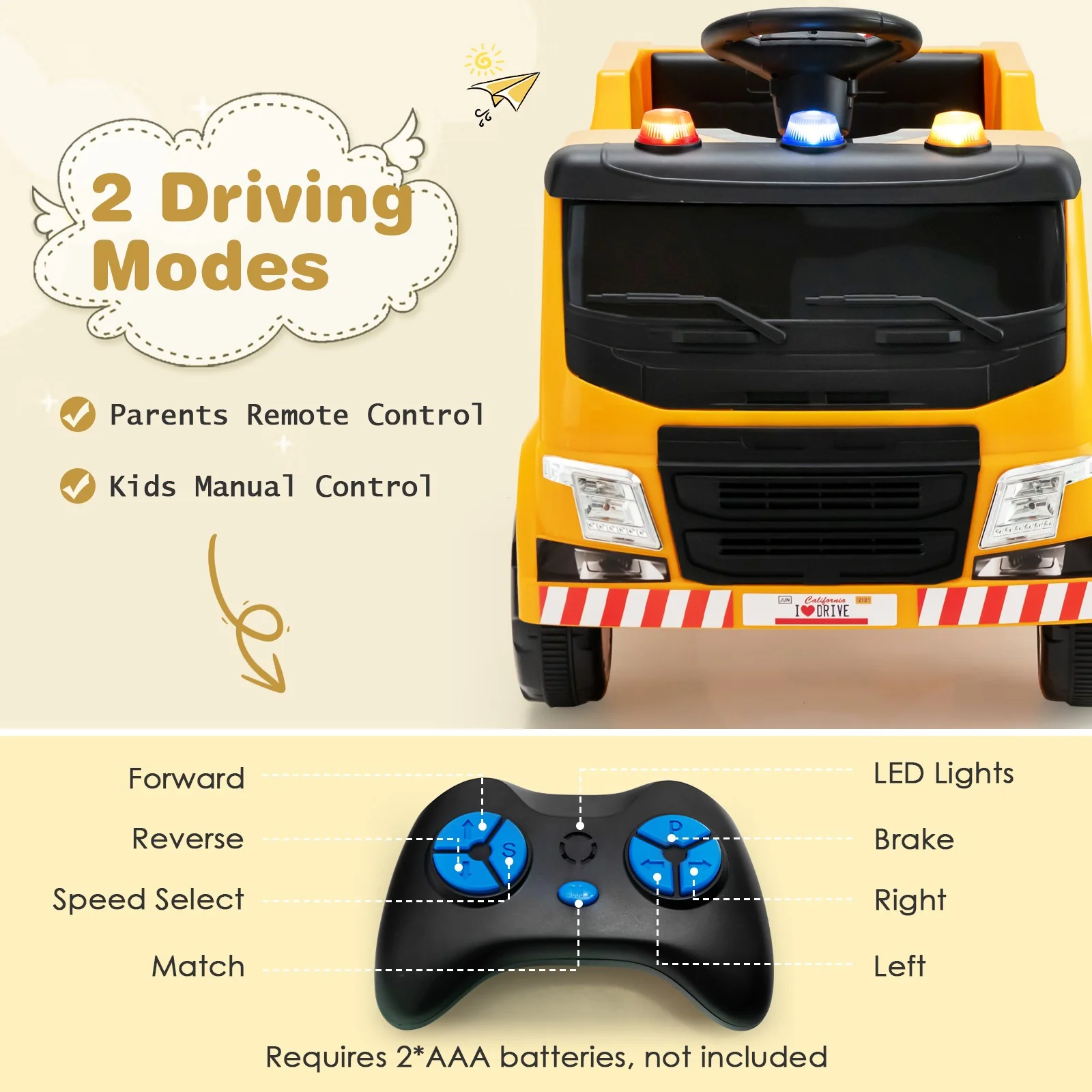 12V Electric Ride-On Recycling Garbage Truck Toy with Remote Control and Accessories - Image 5