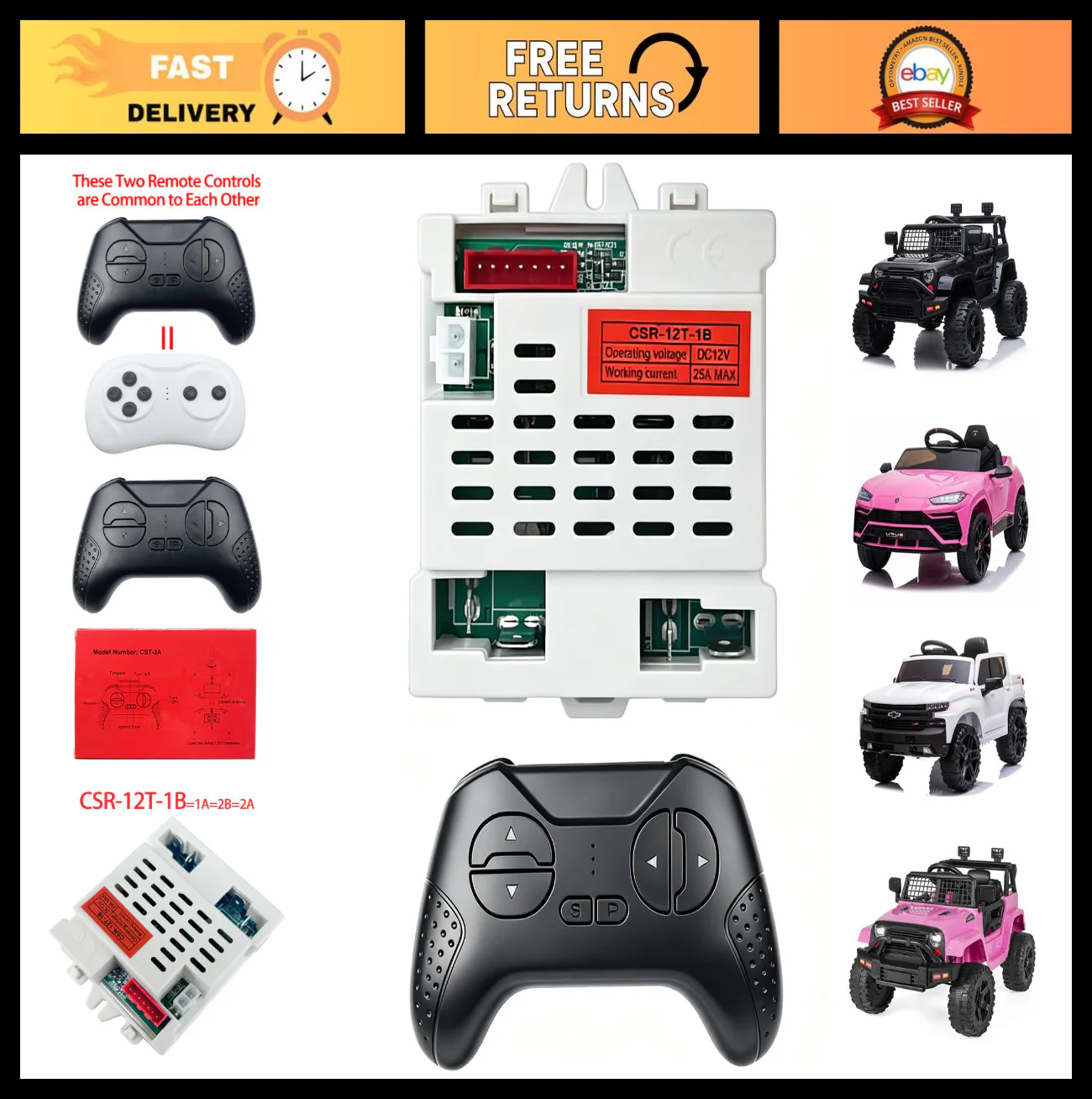 12V 2.4G Remote Control Upgrade Kit for Jeep Power Wheels Ride-On Car