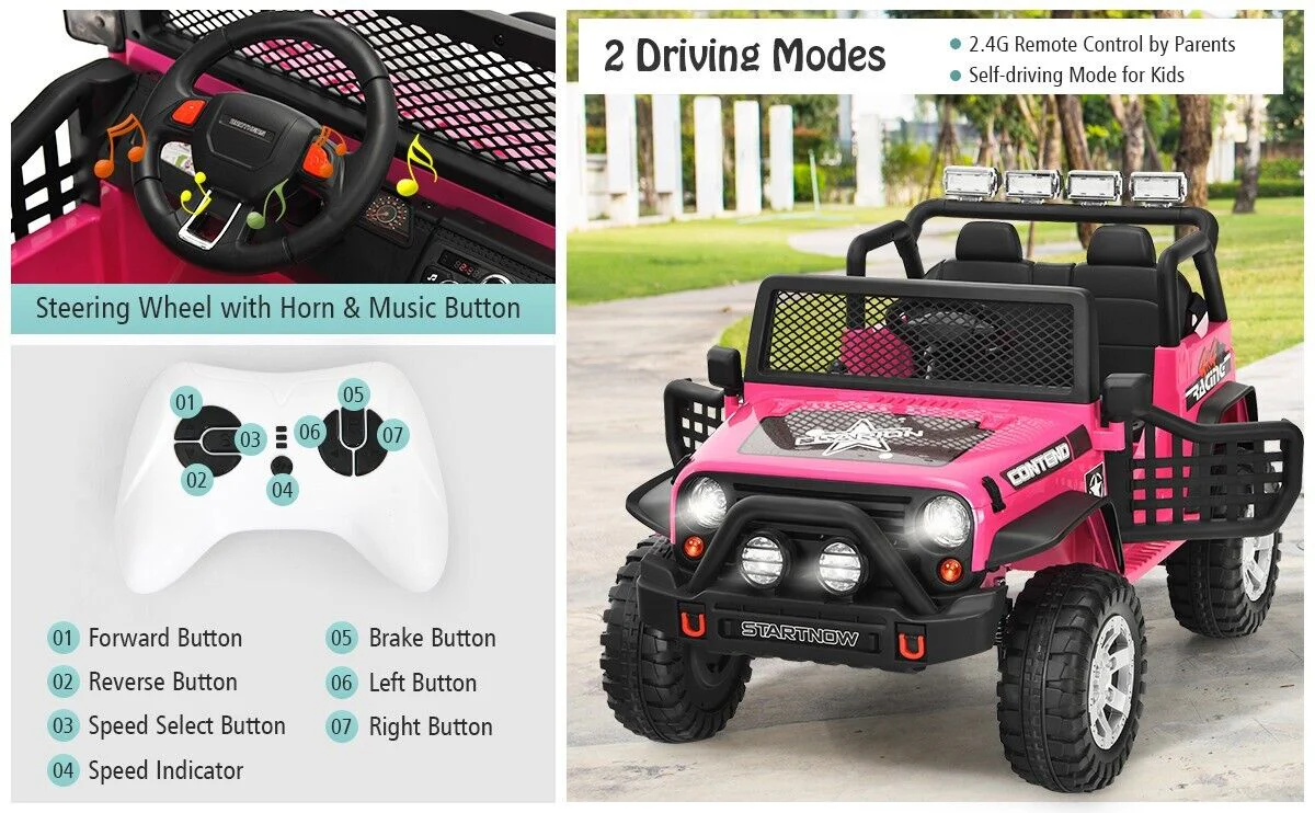 12V Remote Control Ride-On Truck with LED Lights, Music, and Double Doors - 2 Seater - Image 16