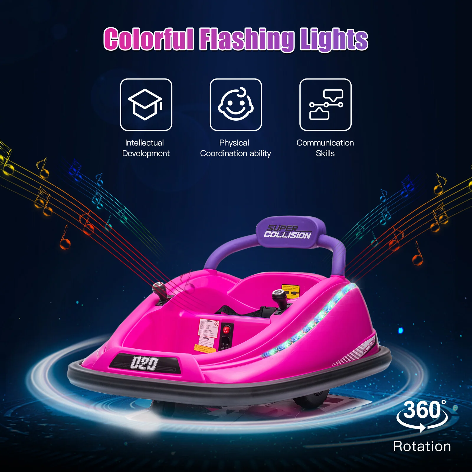 12V Electric Ride-On Bumper Car for Kids with 360 Degree Spinning and Remote Control - Image 8